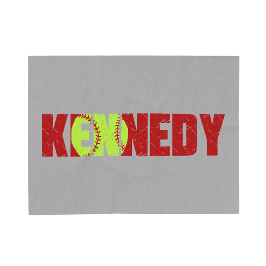 Softball Plush Blanket w/Custom Name