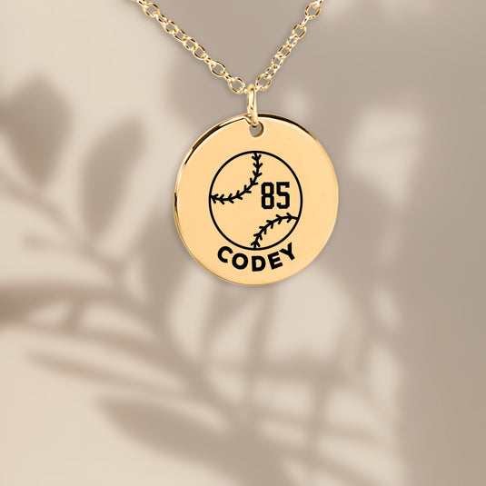 Baseball Custom Name & Number Coin Necklace