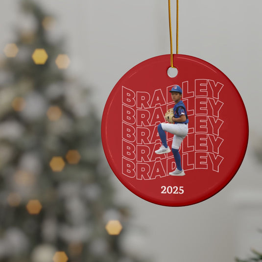 Wavy Text Design Ceramic Ornament