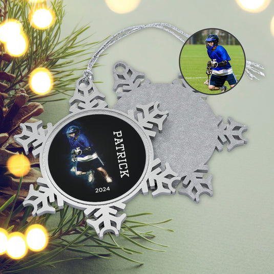 Custom Picture Pewter Snowflake Ornament