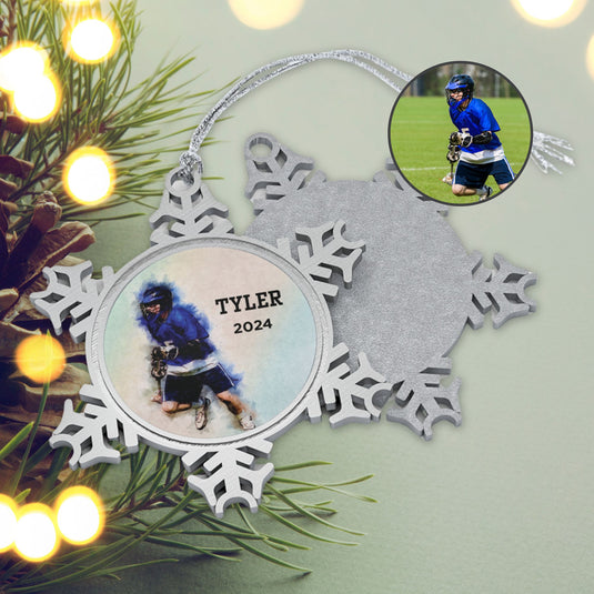 Custom Picture Pewter Snowflake Ornament