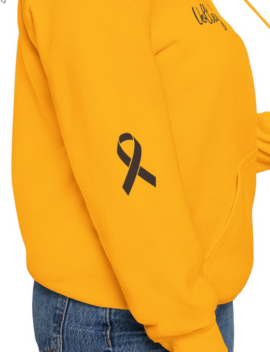 Cancer Collection Pick Your Sport Mom Ribbon & Heart Adult Unisex Hooded Sweatshirt w/Ribbon on Sleeve