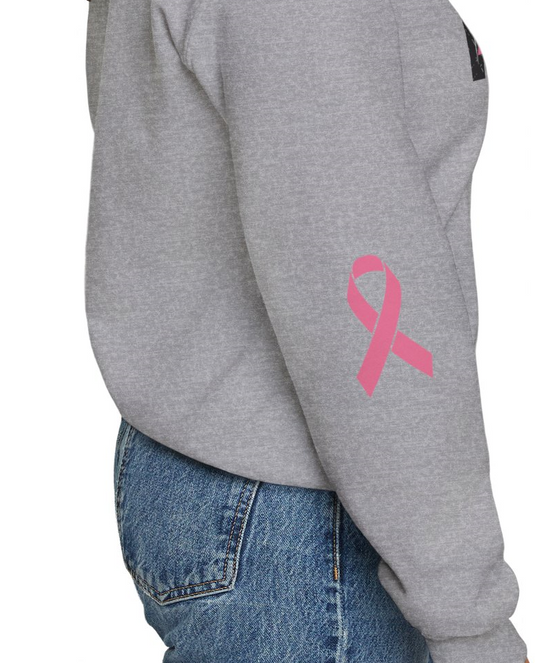 Cancer Ribbon Pick Your Sport Adult Unisex Crewneck Sweatshirt w/Ribbon on Sleeve