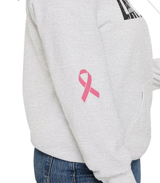 Cancer Ribbon Pick Your Sport Adult Unisex Hooded Sweatshirt w/Ribbon on Sleeve