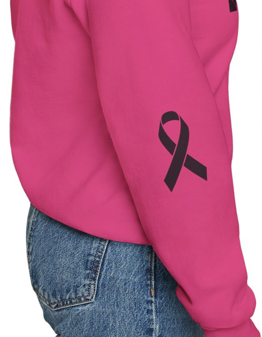 Cancer Ribbon Pick Your Sport Adult Unisex Crewneck Sweatshirt w/Ribbon on Sleeve