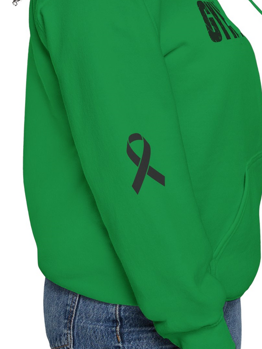 Cancer Ribbon Pick Your Sport Adult Unisex Hooded Sweatshirt w/Ribbon on Sleeve