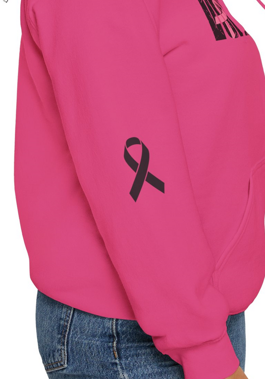 Cancer Ribbon Pick Your Sport Adult Unisex Hooded Sweatshirt w/Ribbon on Sleeve