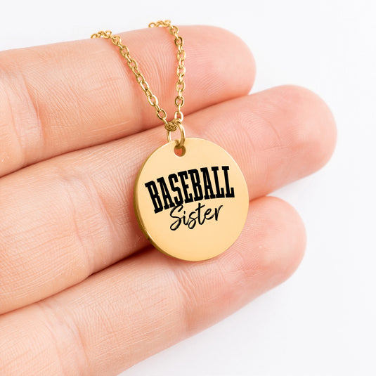 Baseball Sister Tall Design Coin Necklace