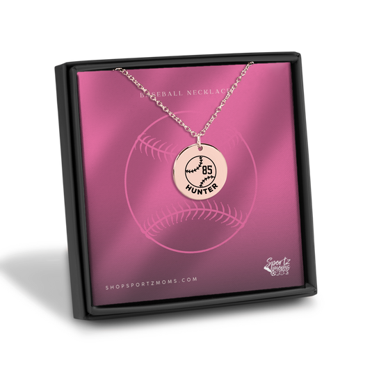 Baseball Custom Name & Number Coin Necklace