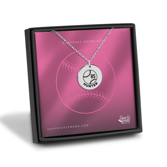 Baseball Custom Name & Number Coin Necklace