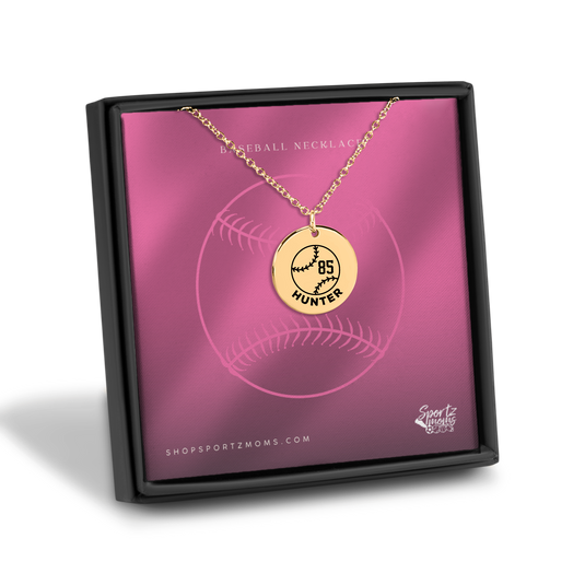 Baseball Custom Name & Number Coin Necklace