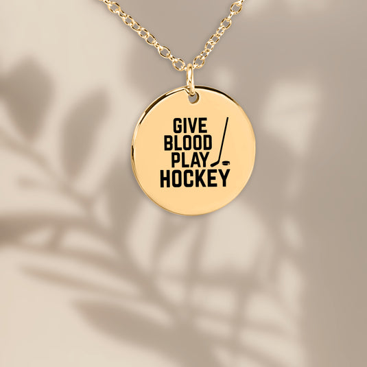 Give Blood Play Hockey Coin Necklace