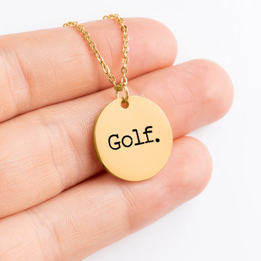 Golf Typewriter Design Coin Necklace