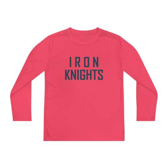 Iron Knights Youth Long Sleeve Competitor Moisture Wicking Tee w/Stacked Text Only