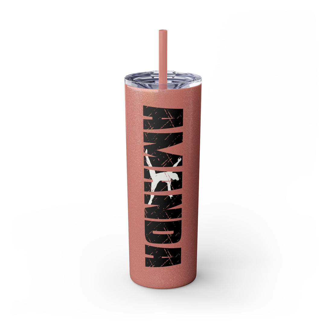 Gymnastics 20oz Skinny Tumbler with Straw w/Custom Name