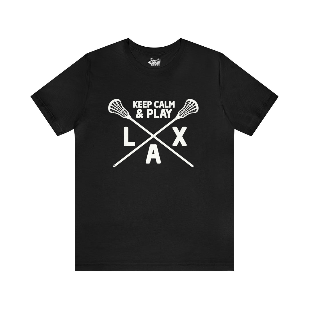 Keep Calm Lacrosse Adult Unisex Mid-Level T-Shirt