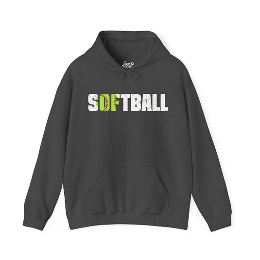 Softball w/White Text Adult Unisex Basic Hooded Sweatshirt