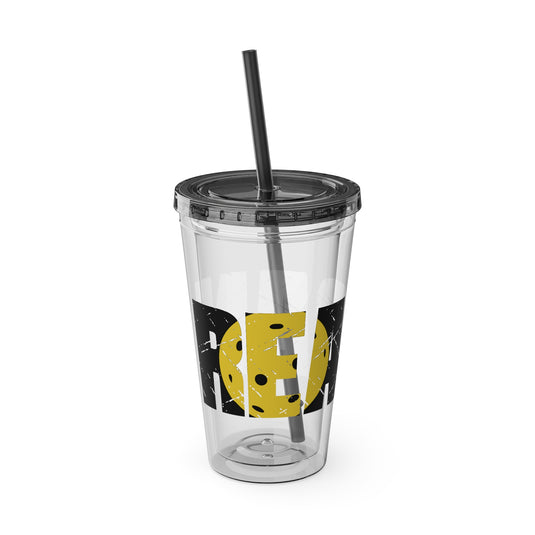 Pickleball 16 oz Sunsplash Tumbler with Straw w/Custom Name