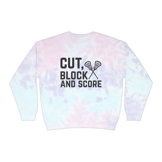 Cut Block and Score Lacrosse Adult Unisex Tie-Dye Crewneck Sweatshirt