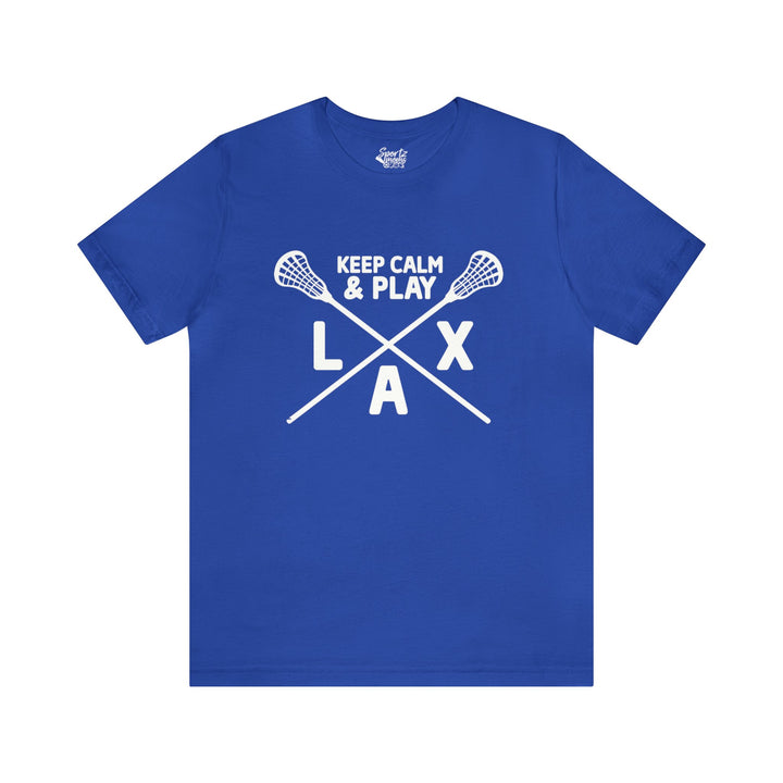 Keep Calm Lacrosse Adult Unisex Mid-Level T-Shirt