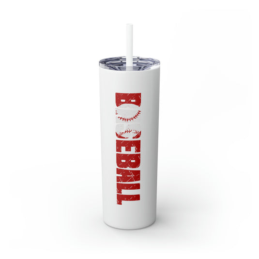 Baseball 20oz Skinny Tumbler with Straw in Matte or Glossy