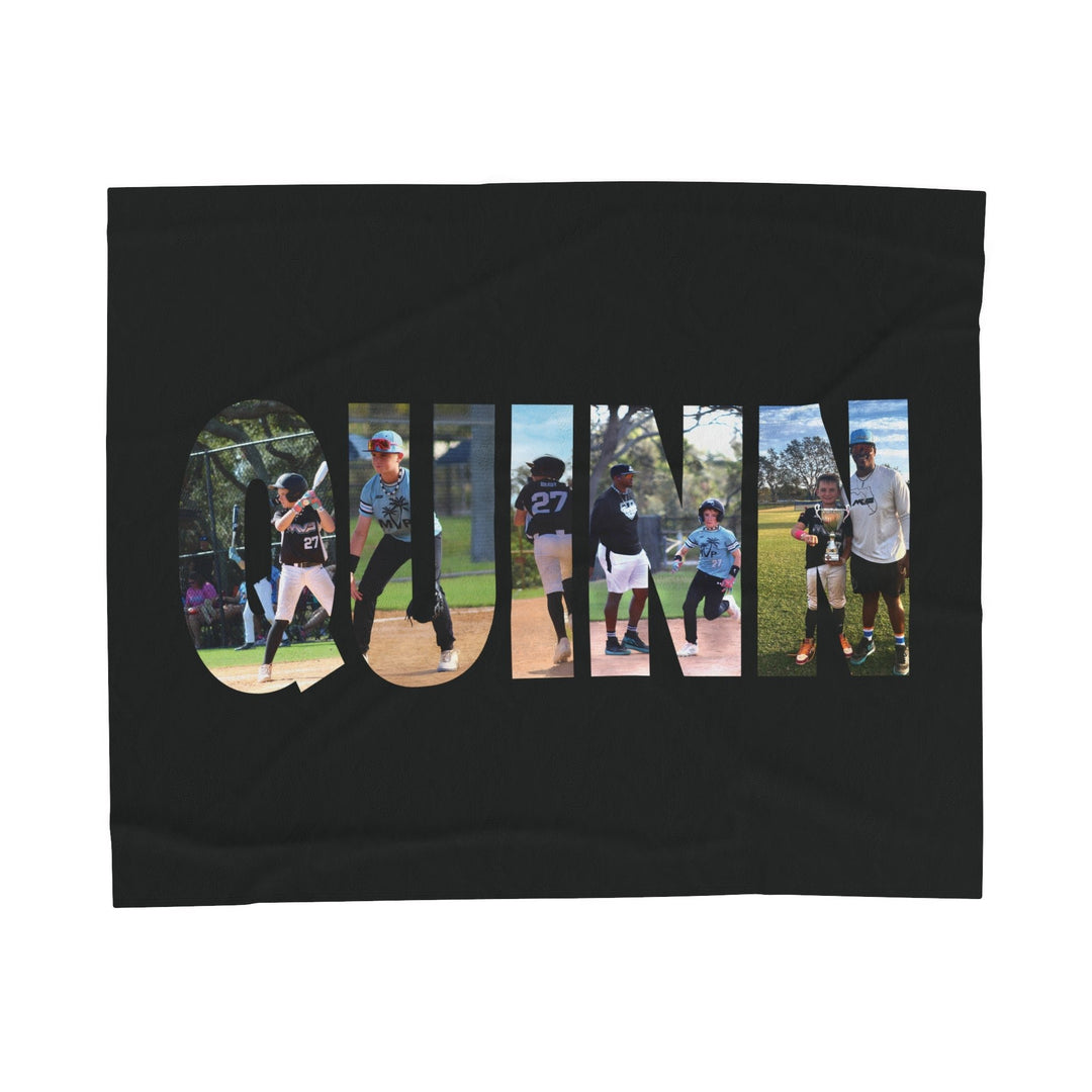 Custom Picture Block Name Plush Blanket