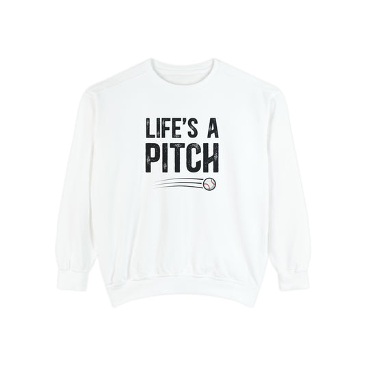 Life's a Pitch Baseball Adult Unisex Premium Crewneck Sweatshirt