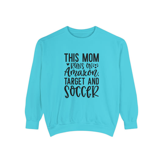 This Mom Runs on Amazon Soccer Adult Unisex Premium Crewneck Sweatshirt