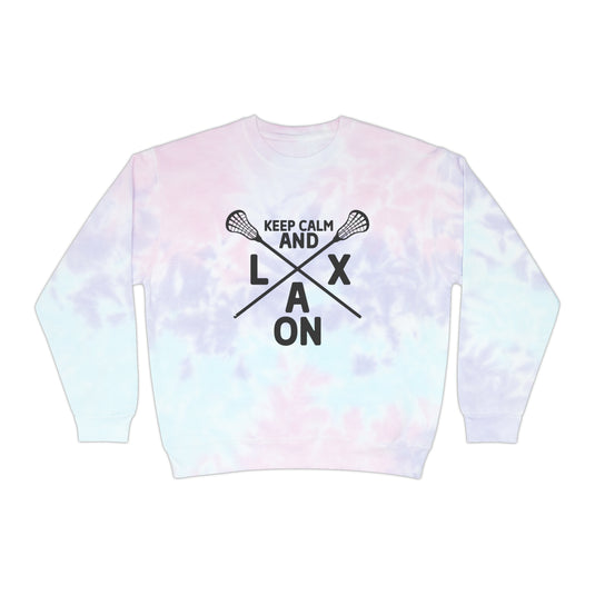 Keep Calm and LAX On Lacrosse Unisex Tie-Dye Crewneck Sweatshirt