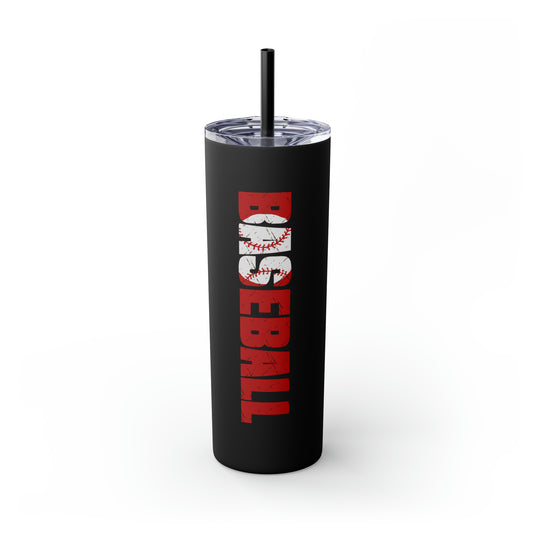 Baseball 20oz Skinny Tumbler with Straw in Matte or Glossy