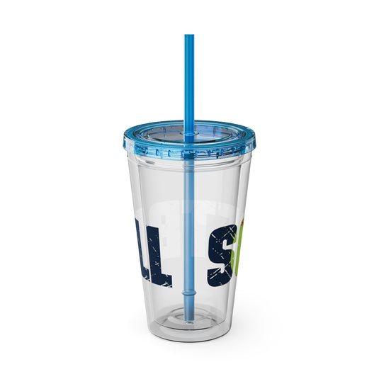 Softball 16 oz Sunsplash Tumbler with Straw