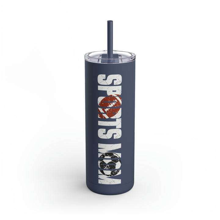Sports Mom w/Football & Soccer Ball 20oz Skinny Matte Tumbler
