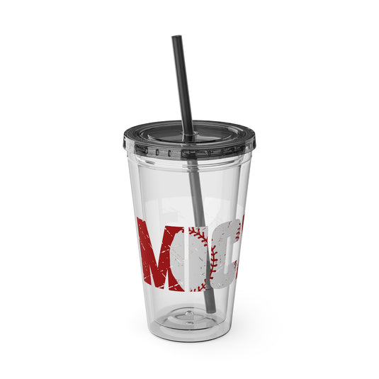 Baseball 16 oz Sunsplash Tumbler with Straw w/Custom Name