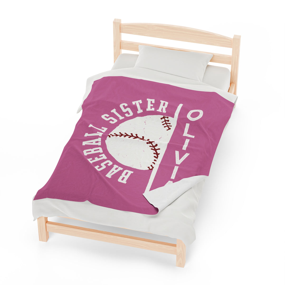 Baseball Plush Blanket - Baseball Sister w/Custom Name