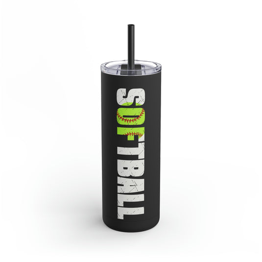 Softball w/White Text 20oz Skinny Matte Tumbler