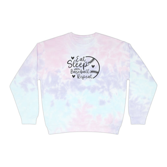 Eat Sleep Baseball Repeat Adult Unisex Tie-Dye Crewneck Sweatshirt