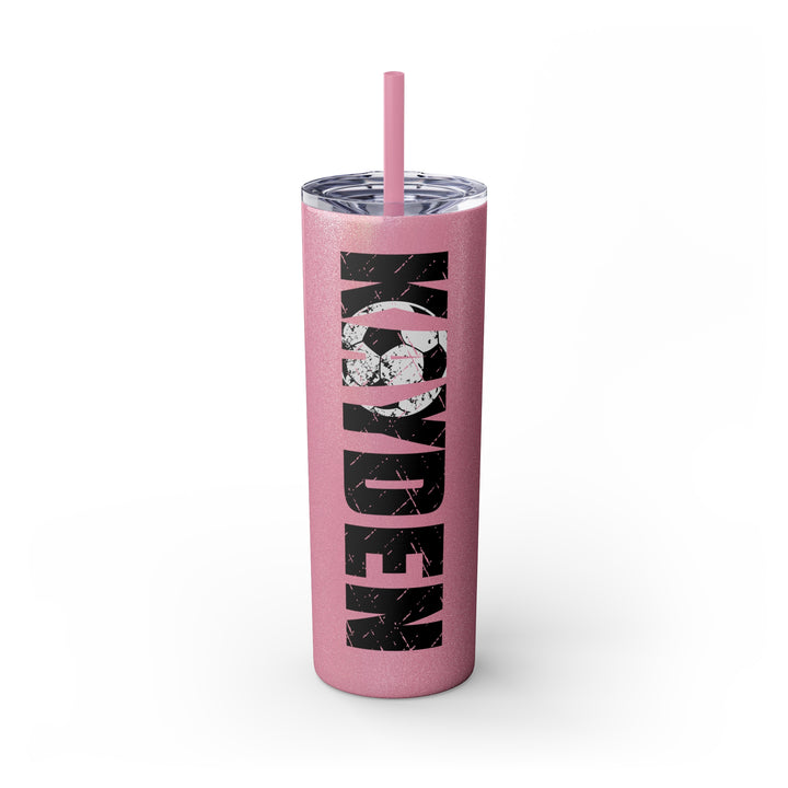 Soccer 20oz Skinny Tumbler with Straw w/Custom Name