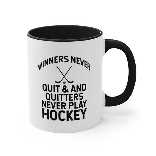 Winners Never Quit 11oz Hockey Accent Mug