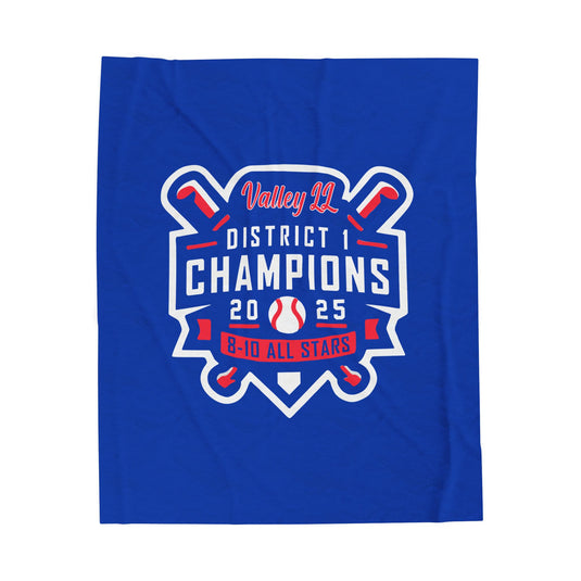 Valley Little League Velveteen Plush Blanket - District Champions