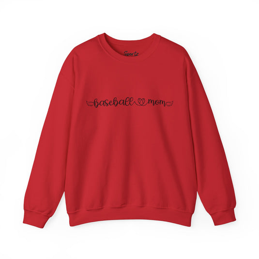 Baseball Mom with Heart and Wings Adult Unisex Basic Crewneck Sweatshirt