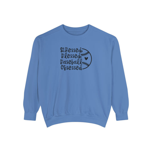 Stressed Blessed Baseball Obsessed Adult Unisex Premium Crewneck Sweatshirt