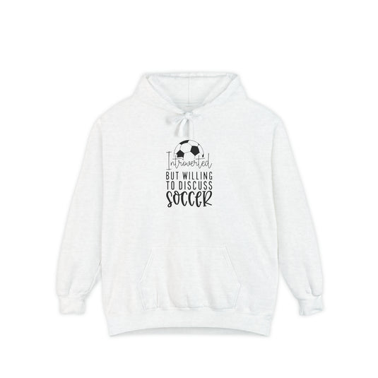 Introverted But Willing to Discuss Soccer Adult Unisex Premium Hooded Sweatshirt