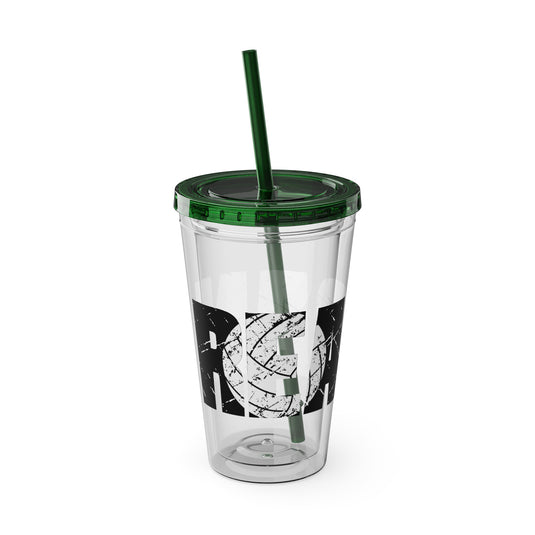 Volleyball 16 oz Sunsplash Tumbler with Straw w/Custom Name