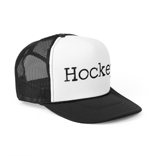 Hockey Typewriter Design Trucker Hat