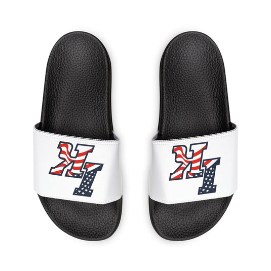 Iron Knights Women's Slide Sandals - Flag Design w/White Background