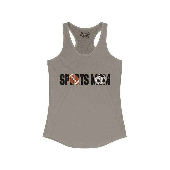 Sports Mom w/Football & Soccer Ball Adult Women's Racerback Tank