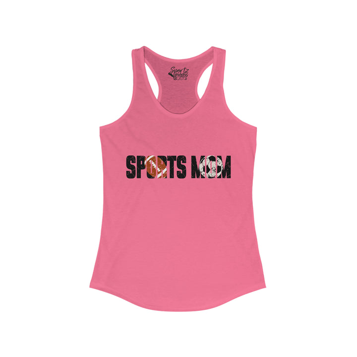 Sports Mom w/Football & Soccer Ball Adult Women's Racerback Tank