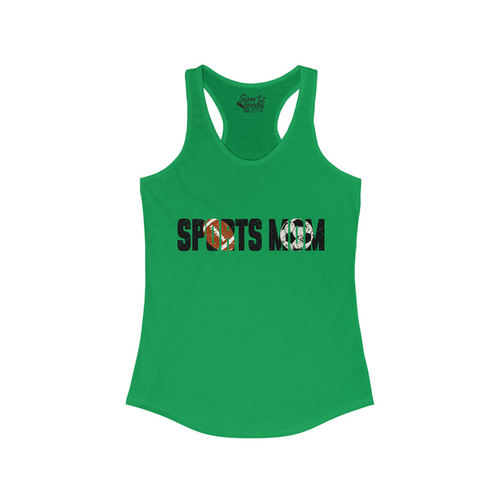 Sports Mom w/Football & Soccer Ball Adult Women's Racerback Tank