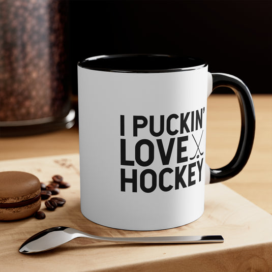 I Puckin' Love Hockey 11oz Accent Mug