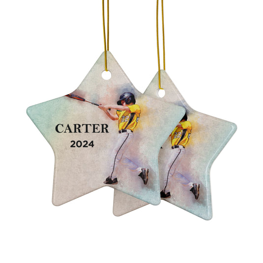 Custom Picture Ceramic Ornament - Watercolor Effect